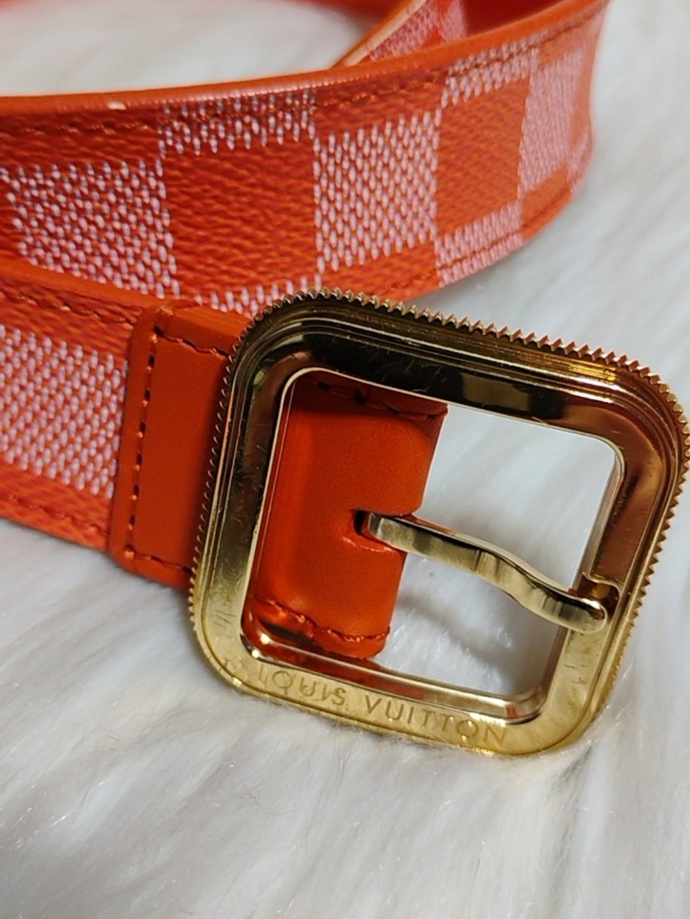Authentic Louis Vuitton Ceinture Orange Damier Belt W/Box/Ribbon - Picture 3 of 15